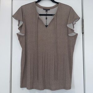 NWT Adrianna Papell Shirred Flutter Sleeve Polka Dot Top M